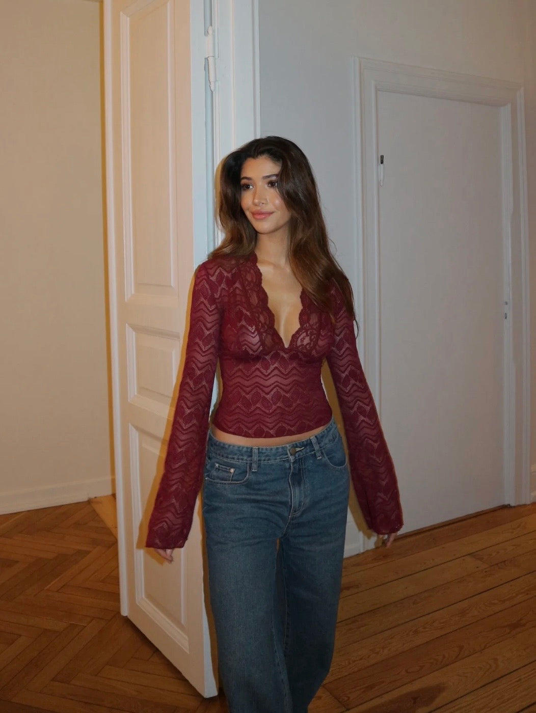 Crop Katty Burdeo Encaje
